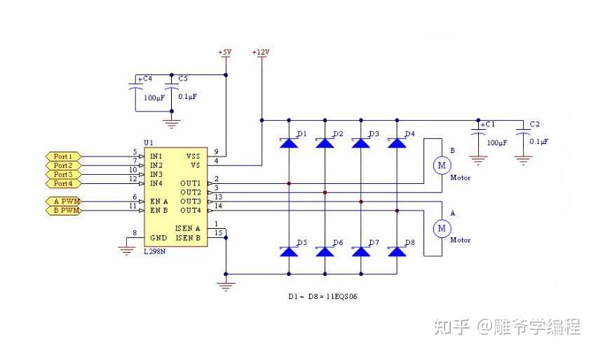 l298n电机驱动模块接线图原理图_电机驱动模块原理图