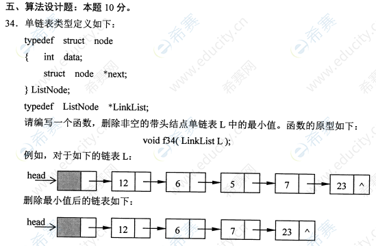 2022年4月自考02331数据结构真题试卷