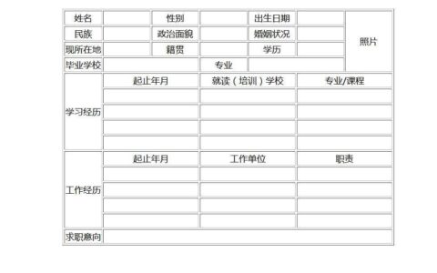 html写个人简历_免费表格模板网站