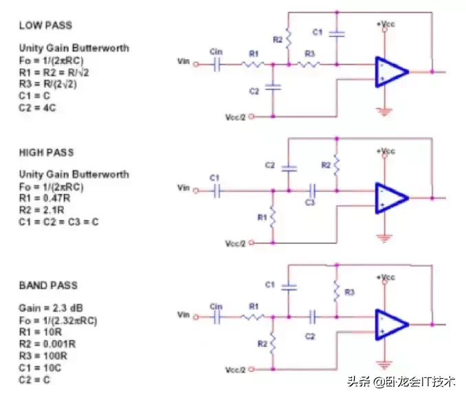 单电源运放组成的滤波器，1阶，2阶共10个滤波电路赏析