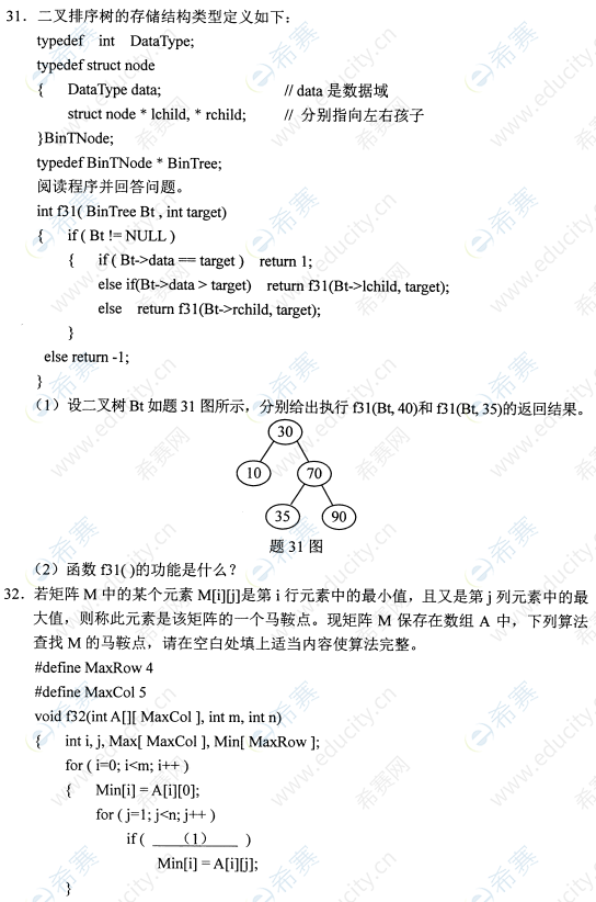 2022年4月自考02331数据结构真题试卷