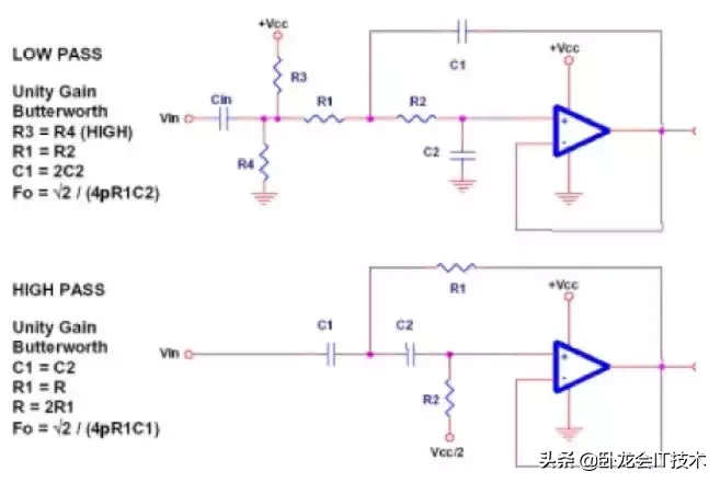 单电源运放组成的滤波器，1阶，2阶共10个滤波电路赏析