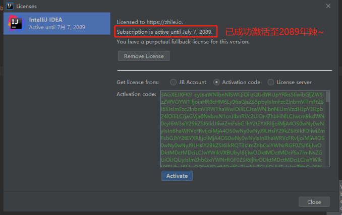 IntelliJ IDEA 2020.2 激活成功教程激活教程（亲测有效，可激活至 2089 年，持续更新~）