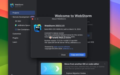 WebStorm激活2023.3.5(JavaScript开发工具 WebStorm 2023 mac v2023.3.5中文激活成功教程版)