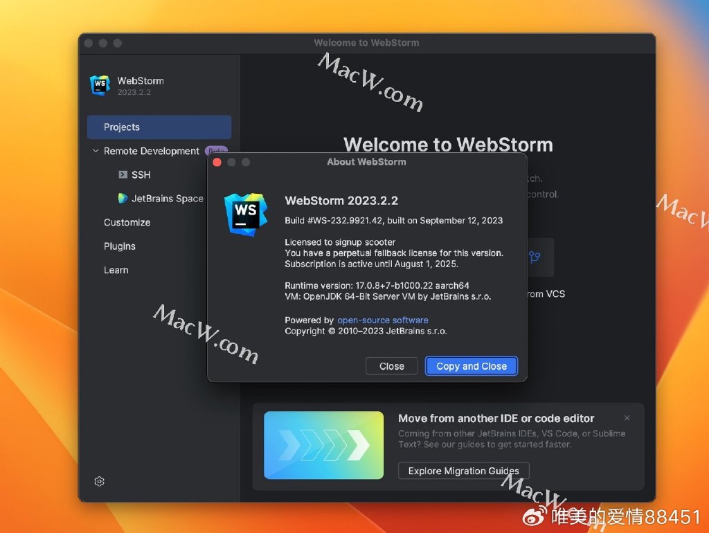 WebStorm激活2023.2(WebStorm 2023.2.2中文激活版 附 WebStorm 2023注册码 支持M1)