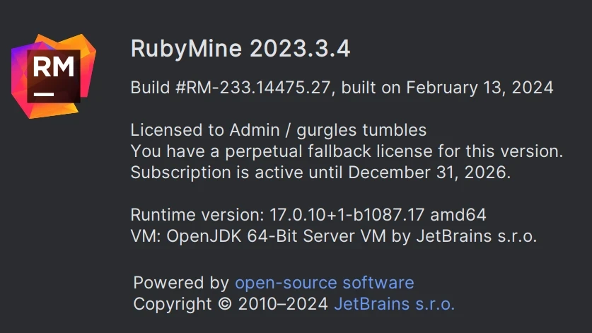 RubyMine激活2023.3.6(RubyMine2024最新版激活激活成功教程教程，亲测有效（附激活工具+激活码)-持续更新永久维护)