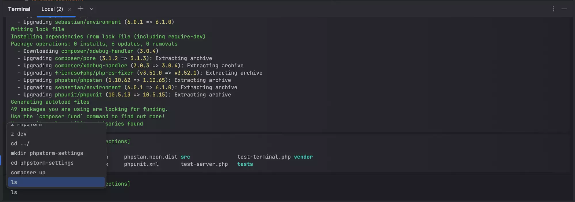 The new terminal in PhpStorm 2024.1