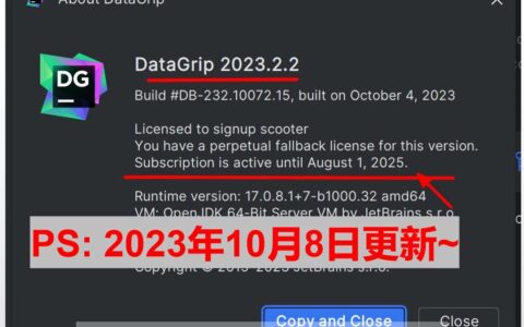 Datagrip激活2024.1.4(Datagrip 2023.2.2 激活成功教程版安装教程（附最新激活码,亲测有用~）)