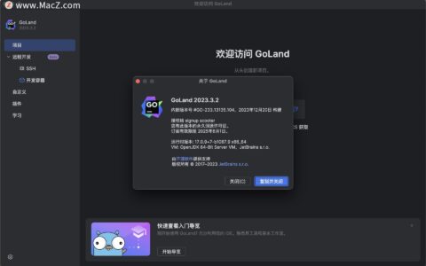 WebStorm激活2023.3.6(JetBrains GoLand 2023 for Mac(GO语言集成开发工具环境) v2023.3.2中文激活版)