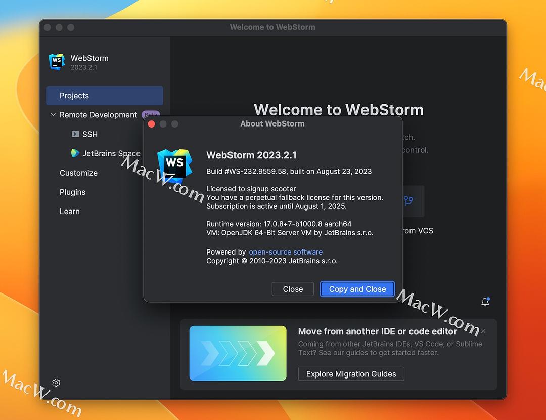 WebStorm激活2023.2.1(WebStorm 2023.2.1汉化激活版 附 WebStorm 2023安装码激活教程 支持M1)