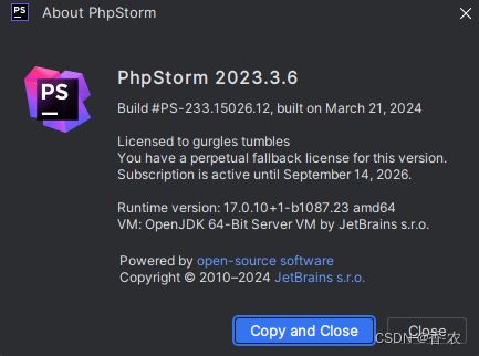 PhpStorm激活2024.1.3(PhpStorm-2023.3.6短期激活)