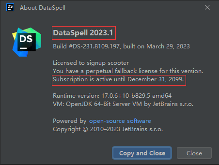 DataSpell激活2023.2(jetbrains出品必属精品，dataspell激活码2024最新，一键激活至2099！)