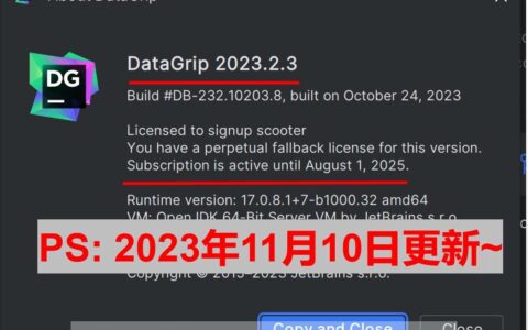 PhpStorm激活2023.2.3(DataGrip 2023.2.3 最新激活码,激活成功教程版安装教程（亲测好用）)