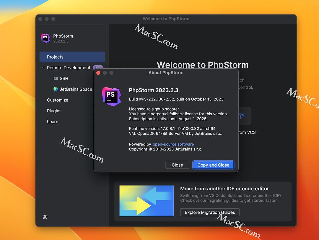 PhpStorm激活2023.2.3(中文激活PhpStorm 2023 Macv2023.2.3版 附PhpStorm 激活码，支持 macOSSonoma 14.x)