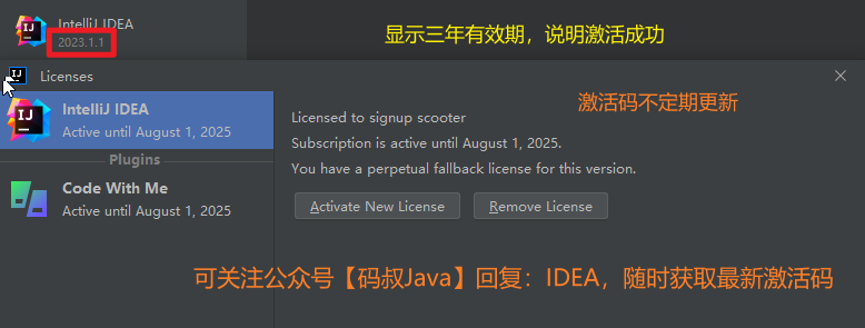 Clion激活2024.1.4(IDEA 2023.1.4 最新激活激活成功教程教程)