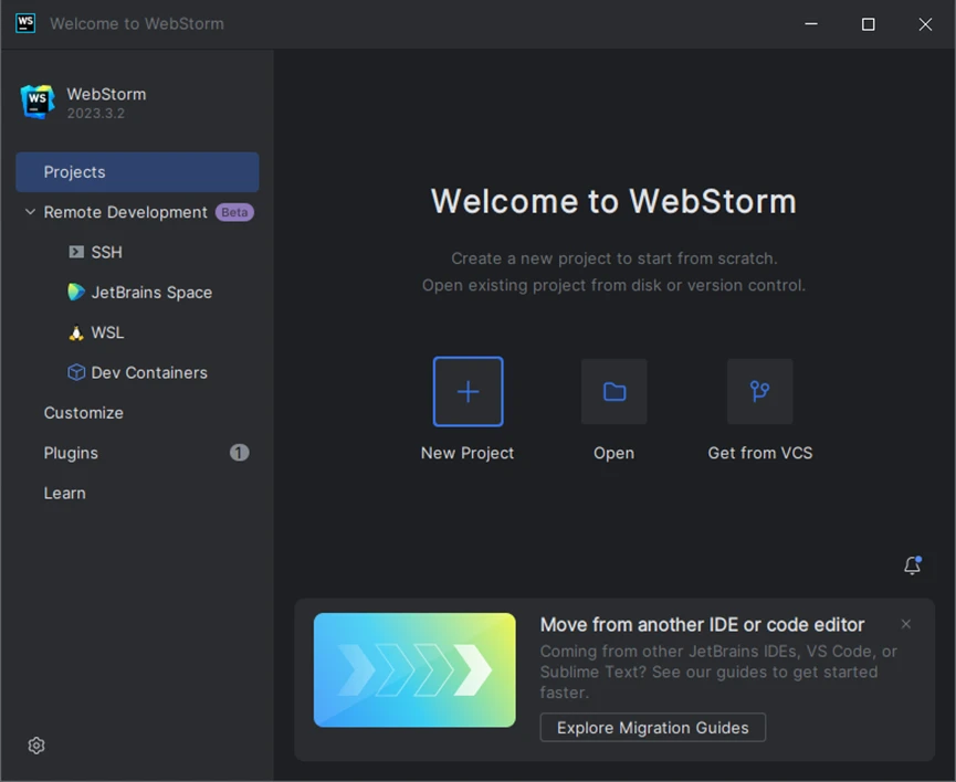 WebStorm激活2023.3.6(3.4.1 打开 WebStorm 2023.3.2)