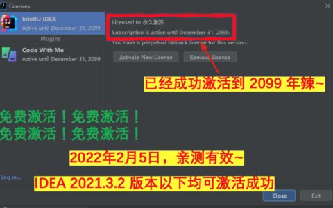 Idea激活2022.1(Intellij IDEA 激活码 2022.3 最新激活注册码 – 激活成功教程教程 [永久激活，亲测有效])