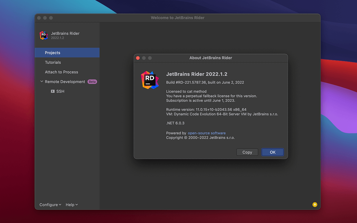 Rider激活2022.2.1(JetBrains Rider 2022.2.1 for Mac 激活版 跨平台.NET IDE集成开发工具 (Intel+M1))