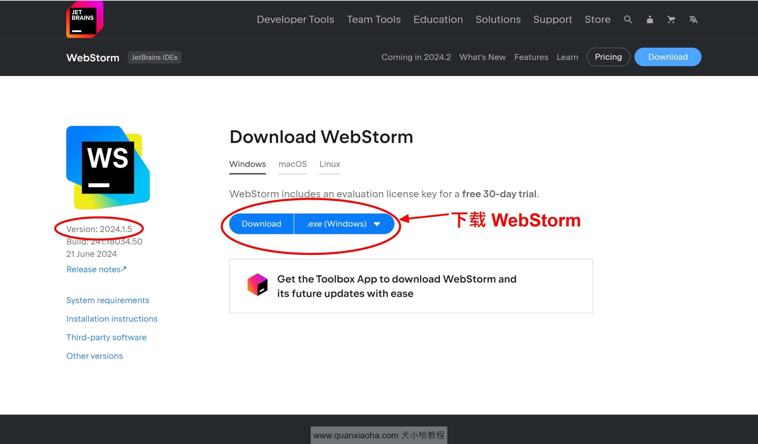Webstorm 2024.1.5版本官网下载