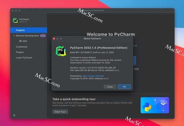 PyCharm激活2022.1(JetBrains pycharm pro 2022 Python编辑开发2022.1.4永久激活版)