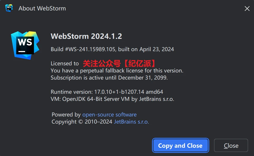 Idea2024.1.4激活码(最新WebStorm2024.1.2激活成功教程版免费安装激活教程（附激活码）激活至2099年，亲测有效)