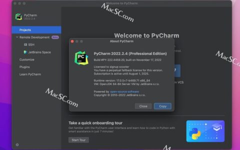 PyCharm激活2022.2.4(最新pycharm pro 2022 for mac(Python编辑开发)v2022.2.4中文激活版)