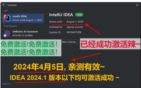 PyCharm2024.1.4激活码(IDEA 2024.1 最新激活码，激活成功教程版安装教程)