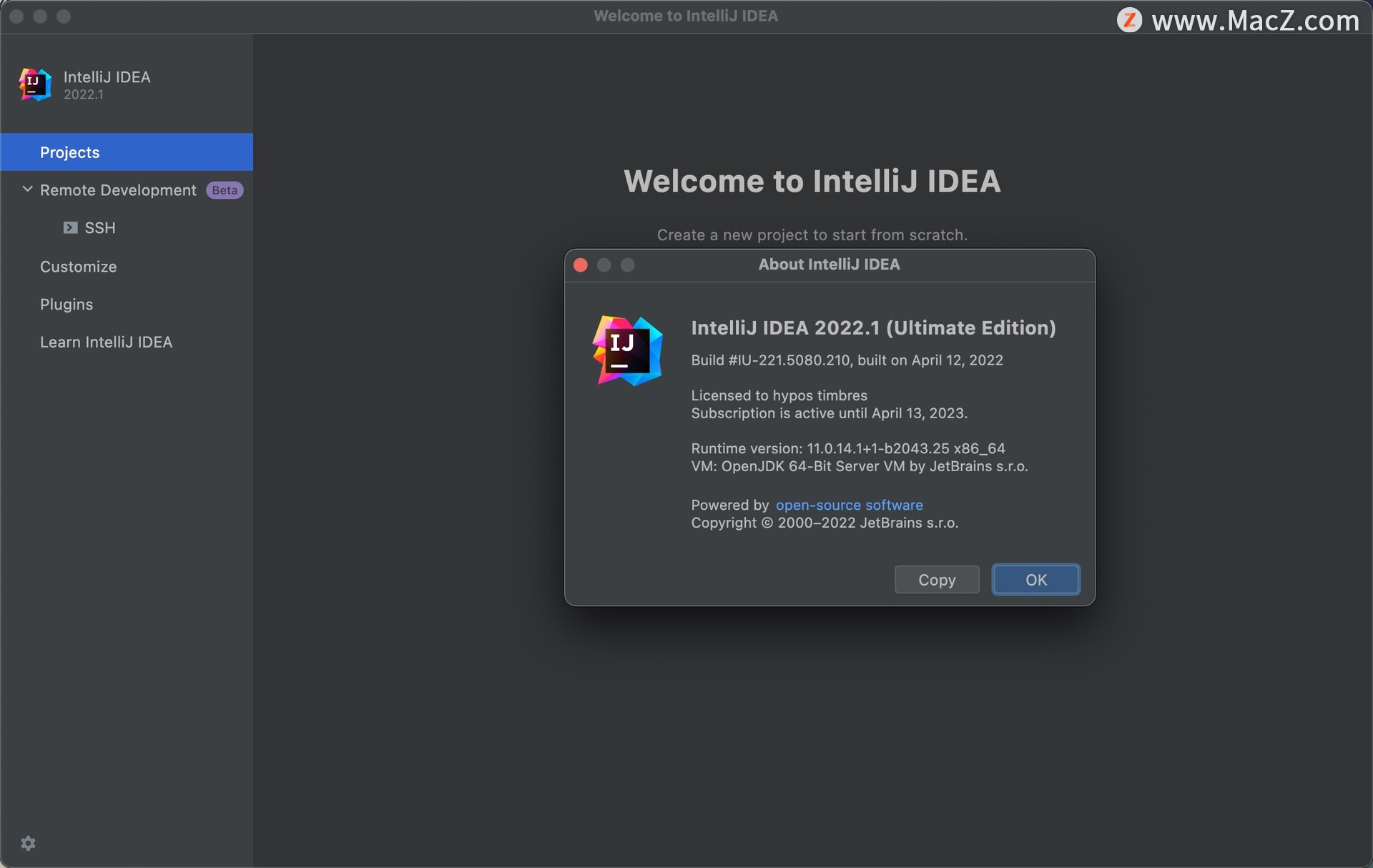 Idea激活2022.1(JetBrains IntelliJ IDEA 2022 Mac／win(Java平台IDE)v2022.1无限试用版)