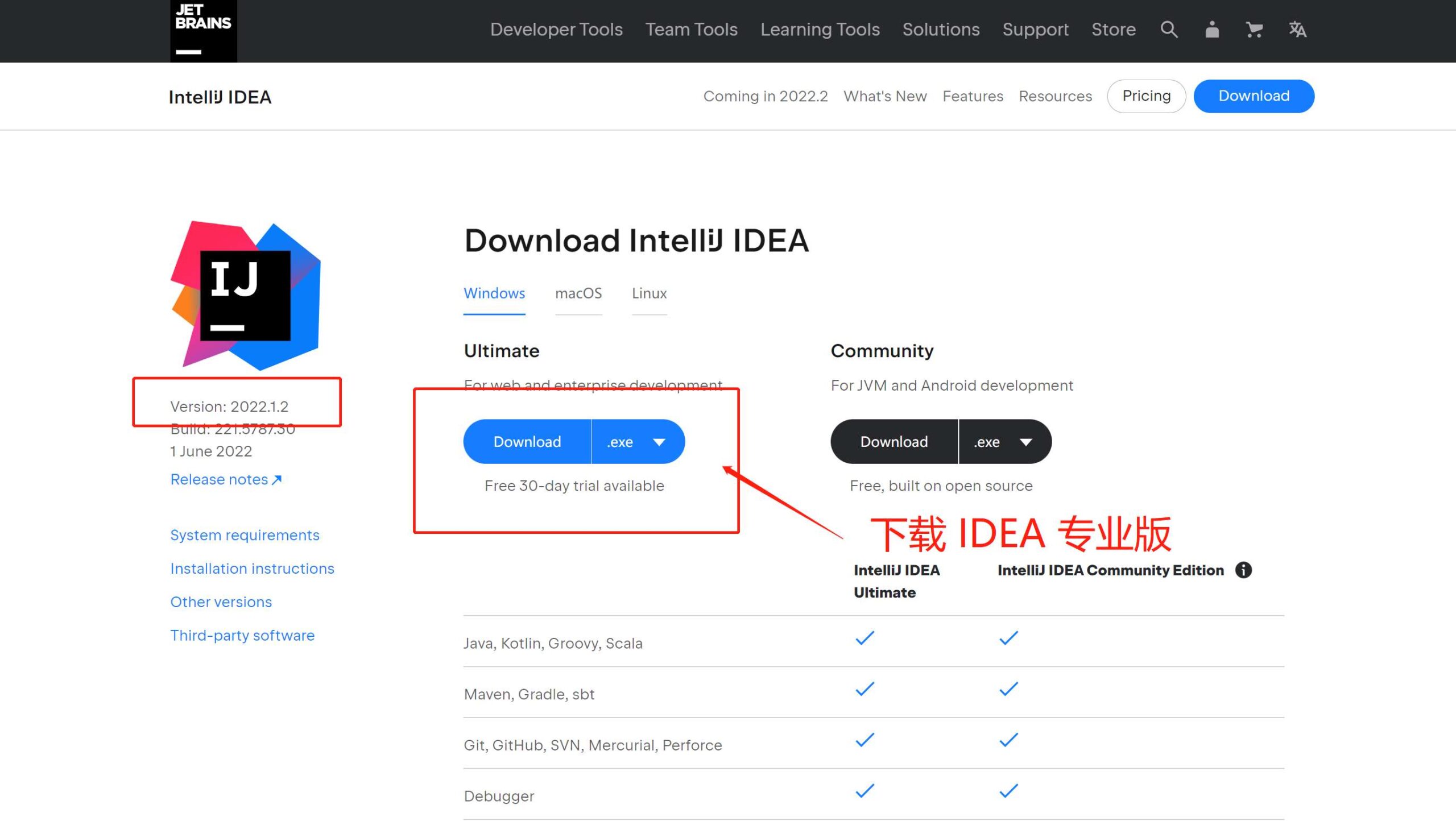 IDEA 2022.1.2版本官网下载