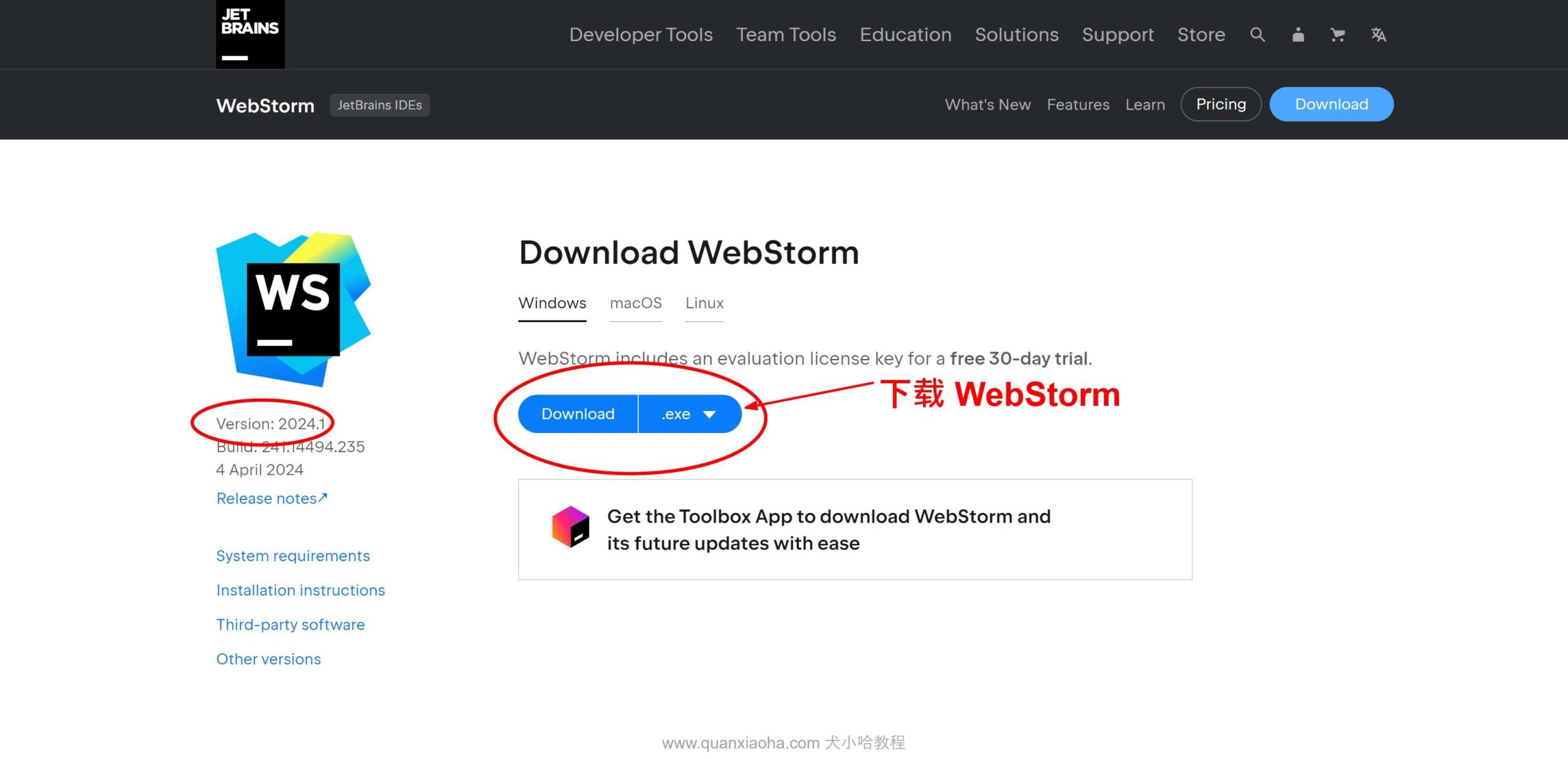 Webstorm 2024.1版本官网下载