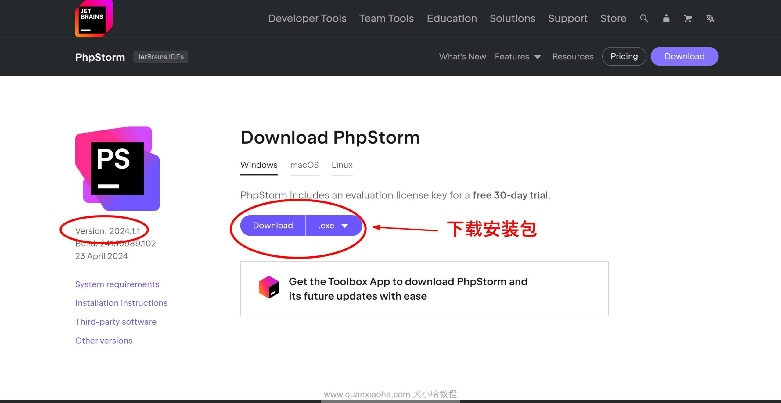 下载 PhpStorm 2024.1.1 安装包