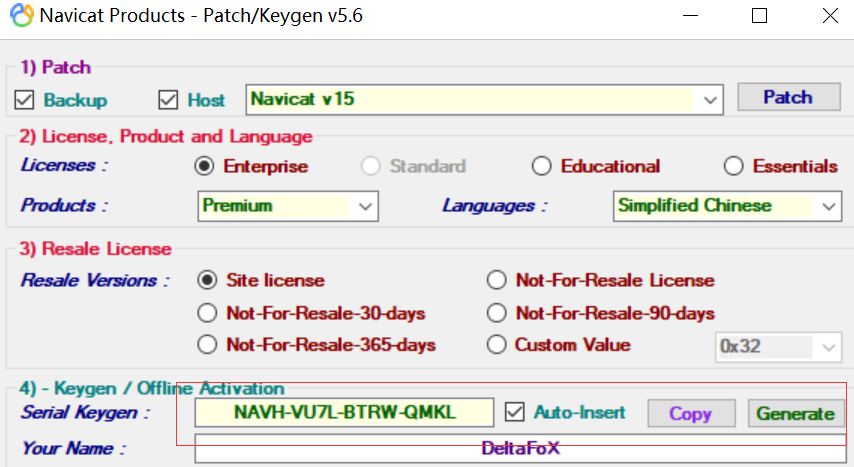 Navicat Premium 15.0.36激活(Navicat Keygen Patch v5.6.0 DFoX 激活 15版本问题)