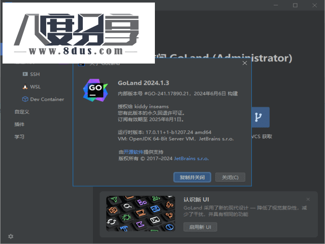 图片[1]-GoLand2024中文激活版 v2024.1.4 中文绿色版-八度分享