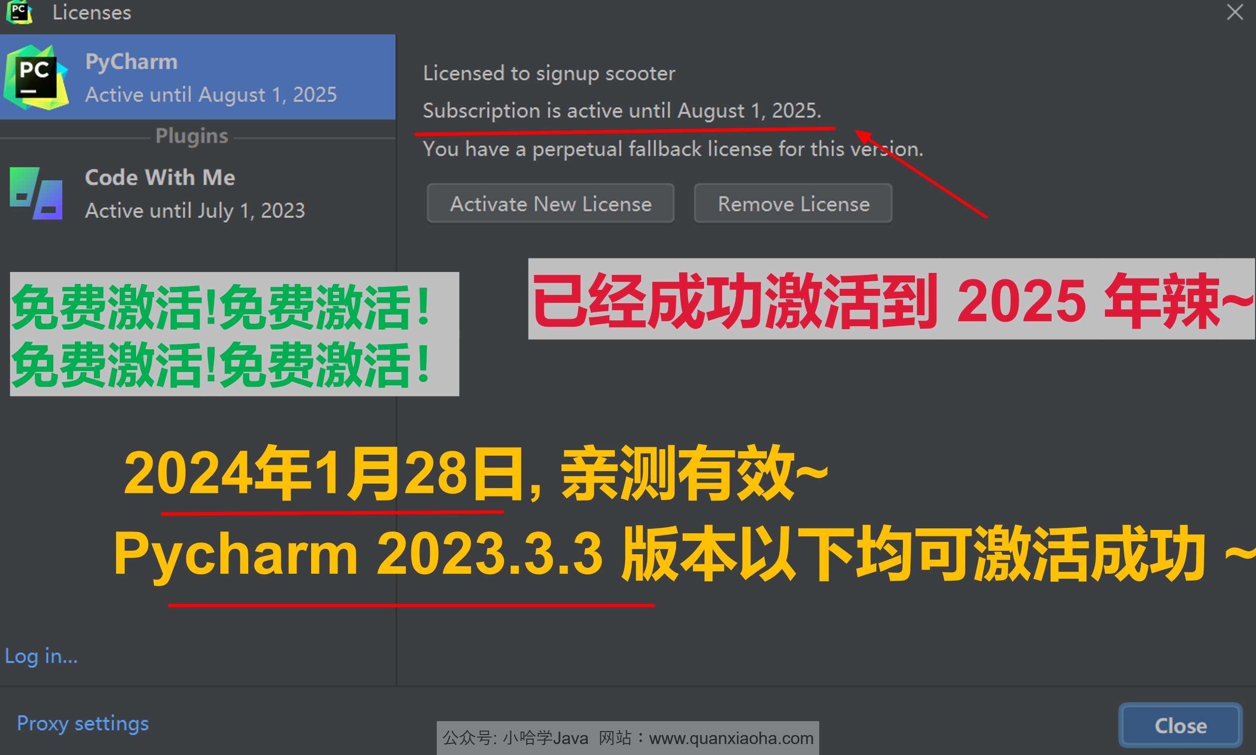 Pycharm 2023.3.3 成功激活成功教程激活截图